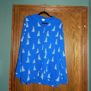 Sun Bay Missy Royal Blue w/White Sailboats Hoodie
